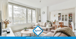 Bright, modern living room in a Marietta GA home, shown in a Jiles Inspections LLC guide to home inspections